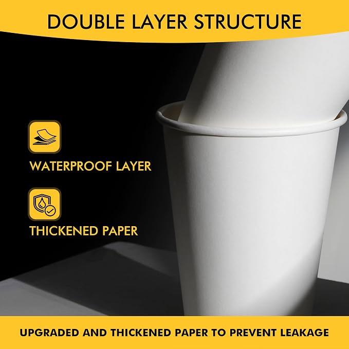 RACETOP Coffee Cups with Lids 12 oz, 100 Pack Disposable To Go Cups | Thickened - Image 4