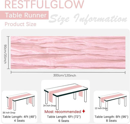 6 Pack Pink Cheesecloth Table Runner 35 x 120 Inch | Boho Gauze Fabric - Image 4