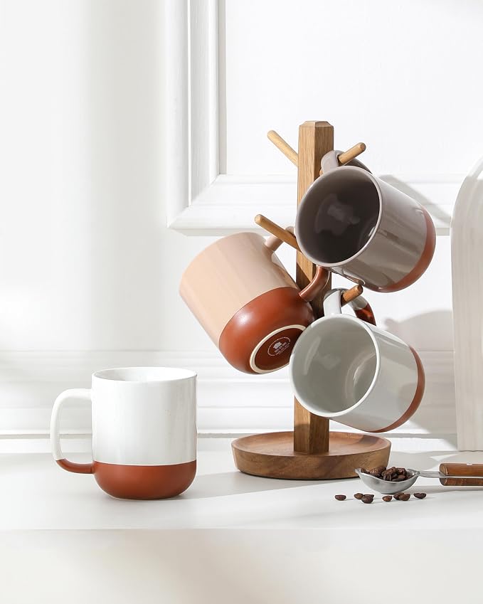 MALACASA Ceramic Coffee Mugs Set of 4, 16oz Coffee Cups, Modern Farmhouse Mugs - Image 8