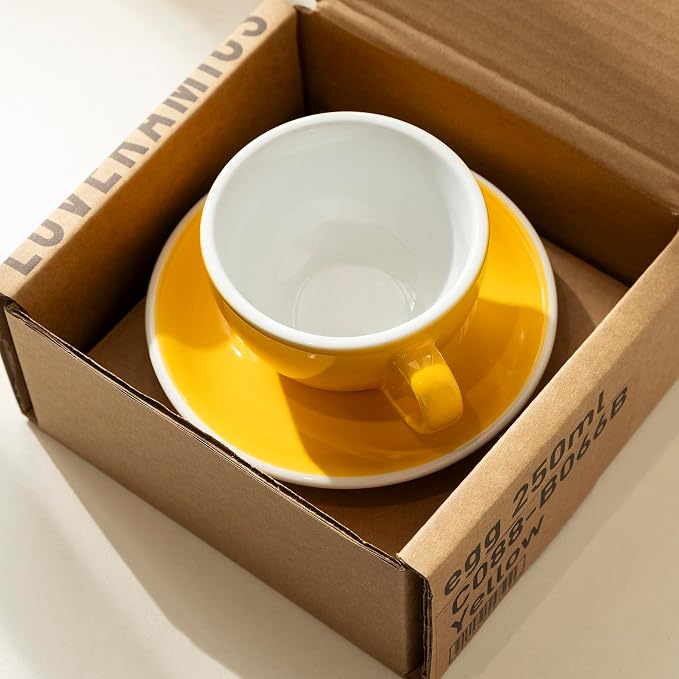 Loveramics Cappuccino Cup with Saucer, 8 oz Ceramic Coffee cup with Round Bottom - Image 3