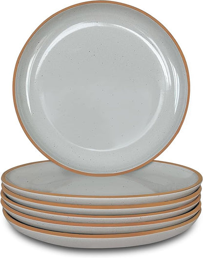 MORA Ceramic Plates Set, 7.8 in - Set of 6 - The Dessert, Salad, Appetizer, Small Dinner etc Plate. Microwave, Oven, and Dishwasher Safe, Scratch Resistant. Kitchen Porcelain Dish - Earl Grey