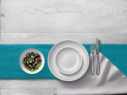 Corelle Vitrelle 18-Piece Service for 6 Dinnerware Set Triple Layer Glass and Chip Resistant, Lightweight Round Plates and Bowls Set, Mystic Gray