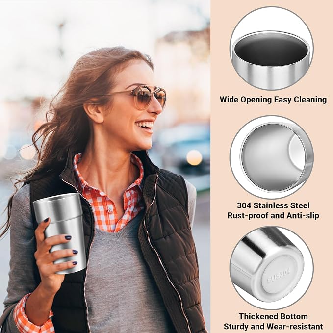 Double Wall Cup Stainless Steel, 16 oz Insulated Tumbler, 8 Pack Unbreakable - Image 4