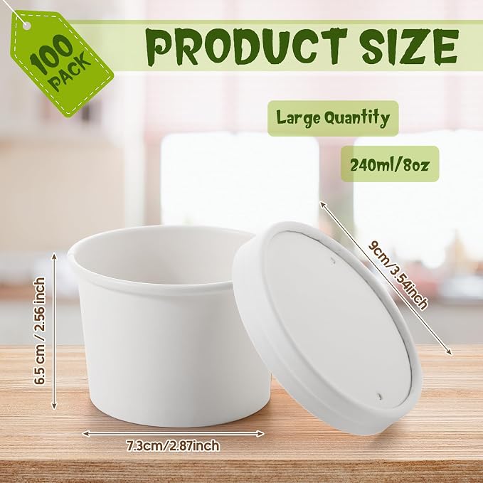 Fulmoon 100 Pack Paper Soup Containers - Image 2