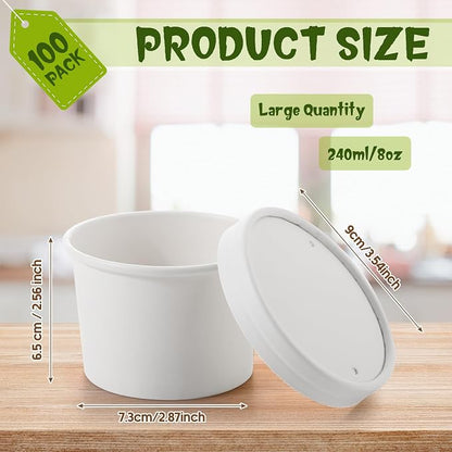 Fulmoon 100 Pack Paper Soup Containers - Image 2