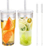 22oz Glass Tumblers with Glass Lids and Straws by SUROQUE