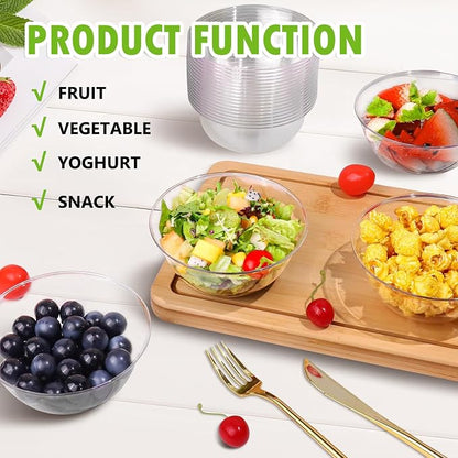 100 Pack 12 oz Clear Plastic Bowls, Disposable Salad Serving Bowls | - Image 4