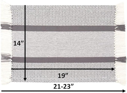 Sticky Toffee Cotton Placemats Set of 4 – Gray Woven 14x19 in Table Mats for Kitchen or Dining Table, Boho Style, Washable Cloth Placemats