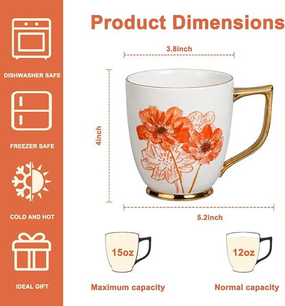 Ceramic Daisy Cup, 15 oz | Porcelain Mug - Image 2