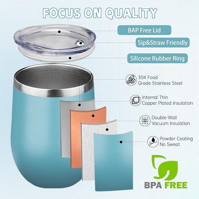 12oz/4 Pack Stainless Steel Wine Tumbler - Image 3
