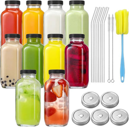 CUCUMI 10pcs 16oz Glass Juice Bottles by CUCUMI