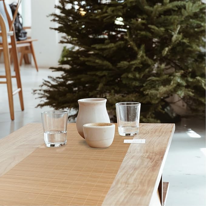 BambooMN Carbonized Bamboo Matchstick Table Runner, 2 Pieces | Natural - Image 6
