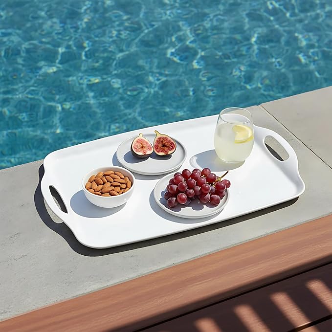 TP Melamine Serving Trays with Handles, 17” x 12”, Pure White | Rectangular - Image 6