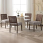 Farmhouse Dining Chairs Set of 4 Linen Fabric Upholstered Accent Side Chair, Mid Century Modern Kitchen & Dining Room Chairs with Woven Rope Back for Home, Living Room, Bedroom - Grey