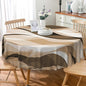 Laeacco 48 Inch Brown Modern Round Tablecloth Striped Geometric Abstract Art Print Table Cloth Washable Waterproof Wrinkle Free Table Cover for Kitchen Dining Picnic Party Decoration