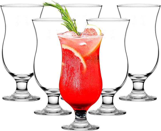 Hurricane Glasses Set of 6-14 oz Pina Colada Cocktail Glass by binsakao