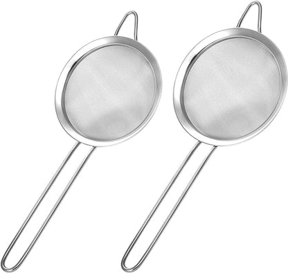 2 Pack Fine Mesh Strainer, Small Stainless Steel Sieves by Harewu