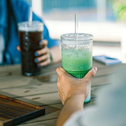 22oz Glass Tumblers with Glass Lids and Straws - Image 5
