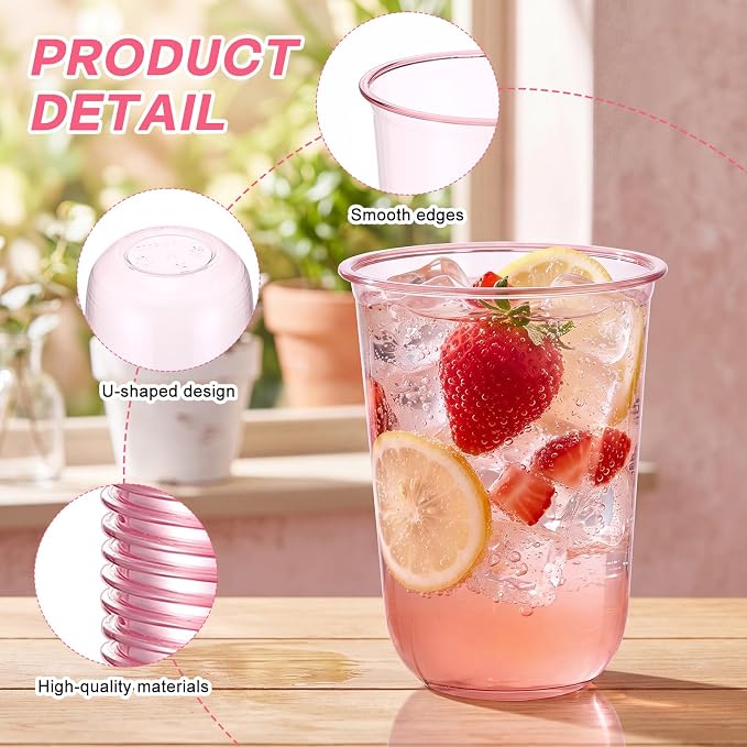 Ziliny 100 Pcs Disposable Stemless Glasses 16oz Crystal Plastic Wine Glasses - Image 4