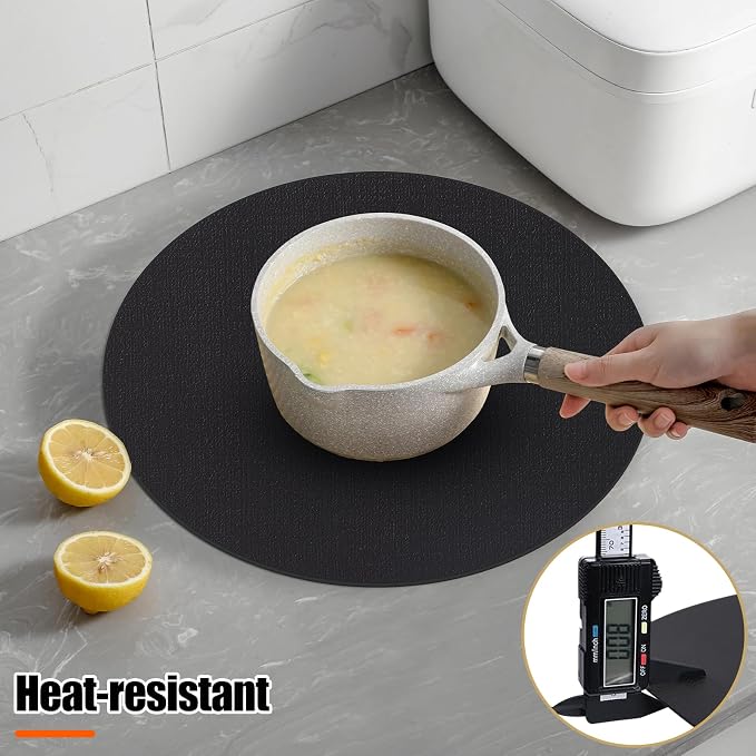 Homaxy Round Faux Leather Placemats and Coasters, Wipeable Place Mats, - Image 2