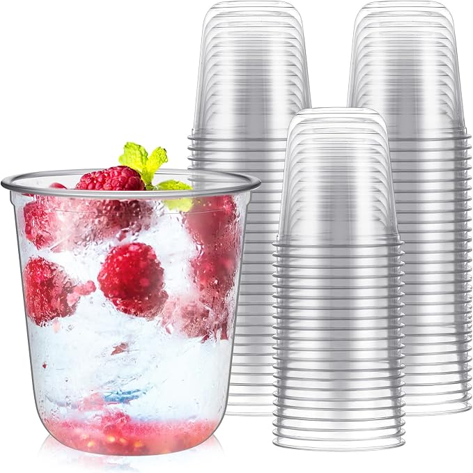 Ziliny 50 Pcs Disposable Stemless Glasses 12oz Crystal Plastic Wine Glasses by Ziliny