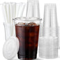AOZITA 16 oz Plastic Cups with Lids and Straws, 50 Pack, Disposable Iced Coffee by AOZITA