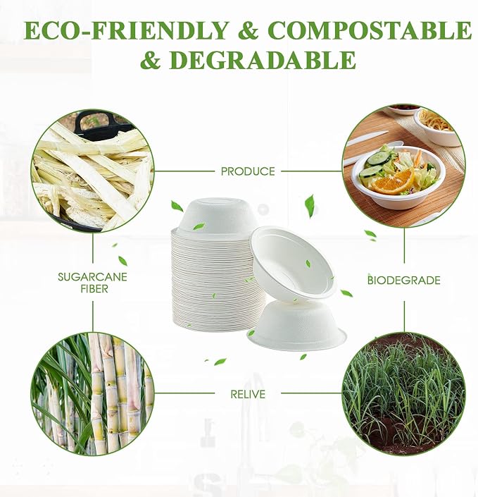 Vplus 200 Pack 12 OZ Paper Bowls, Disposable Compostable Bowls Bulk, - Image 5