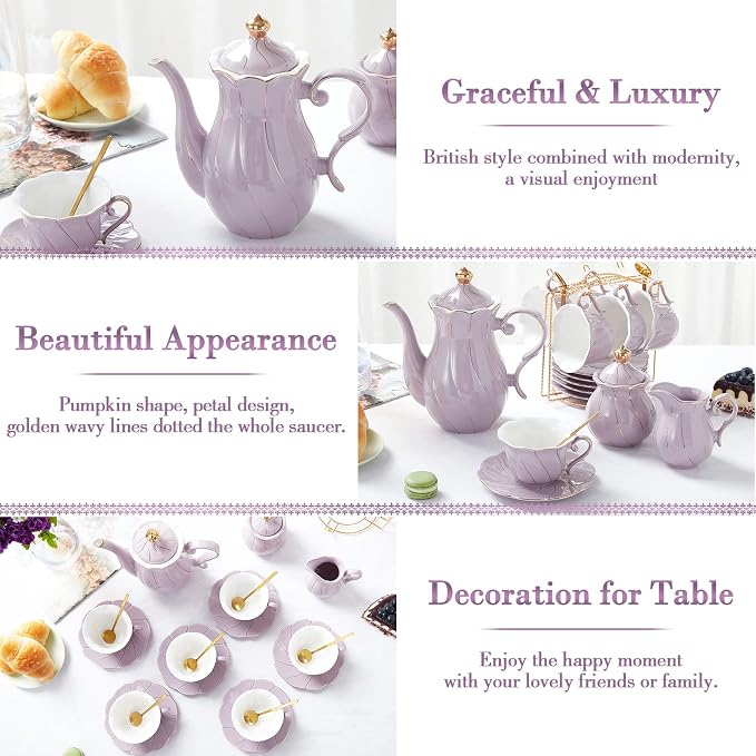 DUJUST 22 pcs Porcelain Tea Set - Image 3