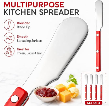 4PCS Stainless Steel Butter Knives Set: 6.3 Inch Cheese Spreader 304 Stainless - Image 3