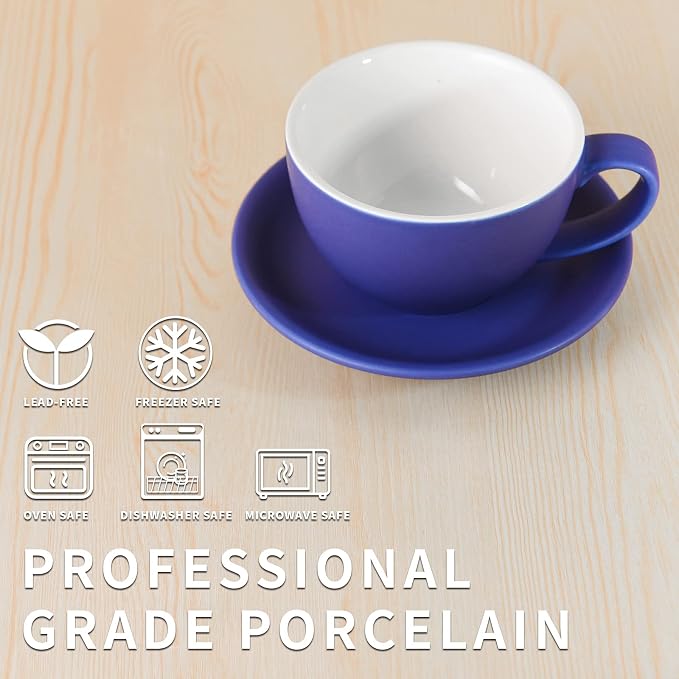 Yundu Ceramics Latte Cup and Saucer - 10 oz - Image 4