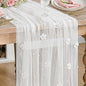 Artoid Mode Flower Pearl White Gauze Table Runner 10FT, Seasonal Sheer Dining by ArtoidMode
