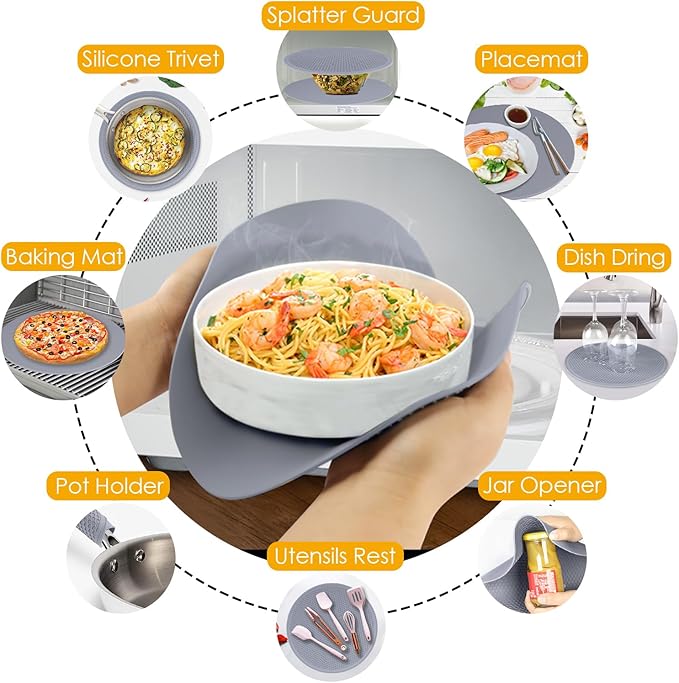 12 Inch Multi-Purpose Silicone Mat, As Drying Mat, Microwave Mat, Pot Holder - Image 4