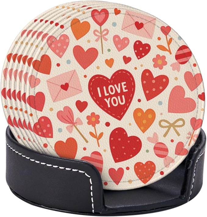 Pink Red Love Letter Heart Coasters - Image 2
