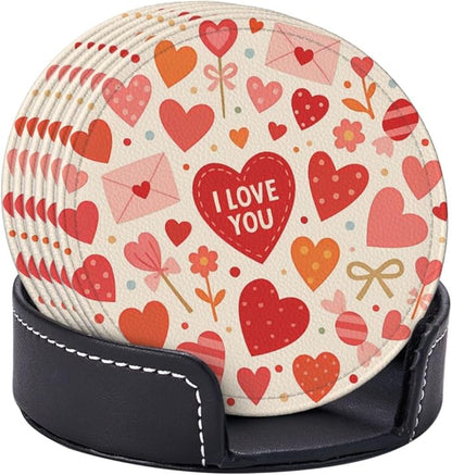 Pink Red Love Letter Heart Coasters - Image 2