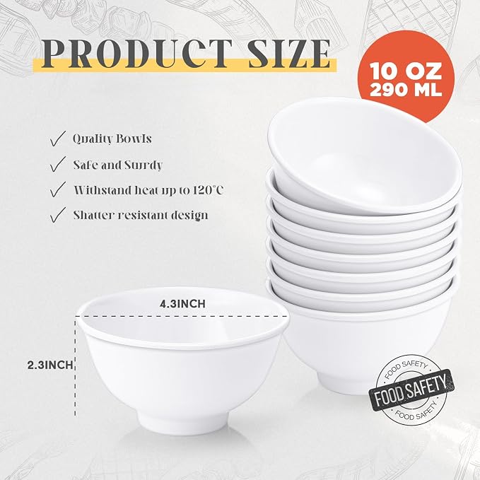 Tioncy 50 Pcs Bowls Set Unbreakable Dessert Soup Salad Bowls - Image 2