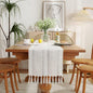 Wracra Rustic Linen Table Runner, Ivory Table Runners 108 inches Long | Raised by Wracra