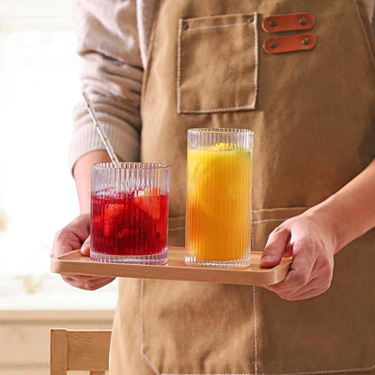 Moretoes Ribbed Drinking Glasses Set of 12, Water Glass Cups | Mixed Glassware - Image 2