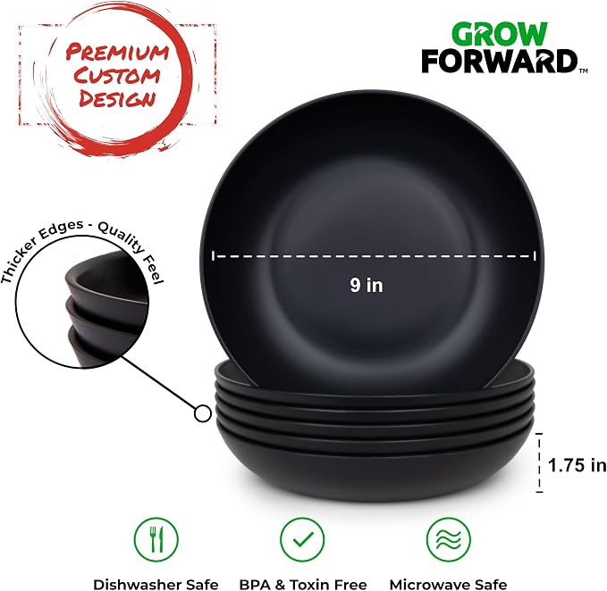 Grow Forward Premium Wheat Straw Pasta Bowls - 42oz Unbreakable Wide & Shallow - Image 3