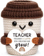 Teacher Gift for Women Men, Appreciation Gift Positive Crochet Coffee Cup | by OCCdesign