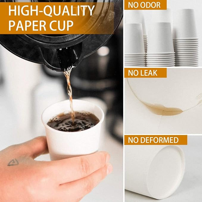 Vumdua 500 Pcs 6 oz Disposable Paper Coffee Cups, Hot/Cold Beverage Drinking Cup - Image 3