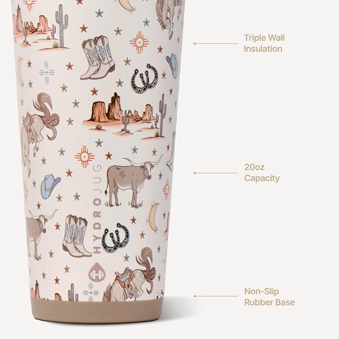 HydroJug Everyday Tumbler 20 oz, Ceramic-Lined Straw Cup, Mesa | Vacuum - Image 3