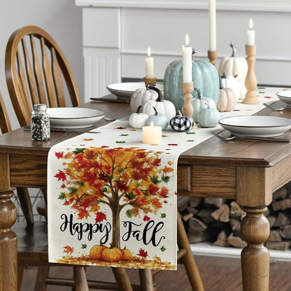 Artoid Mode 210 GSM Fall Table Runner 13x36 Inch Home Party Decor | Maple Tree - Image 3