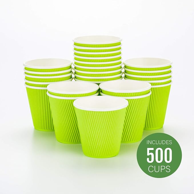 Restaurantware Ripple Wall Coffee Cups 500 Count 8 Ounce Insulated Eco Green - Image 2