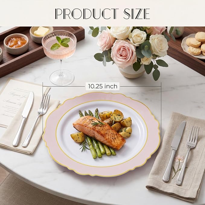 60pcs Pink Plastic Plates - Image 4