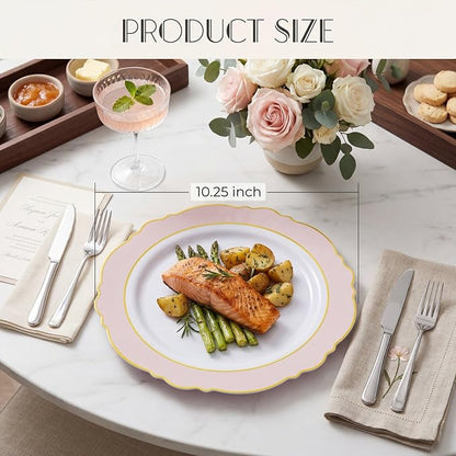 60pcs Pink Plastic Plates - Image 4