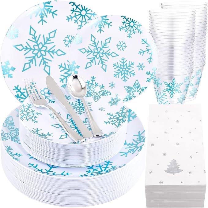 175Pcs Christmas Plates and Napkins Disposable Dinnerware Set by WDF