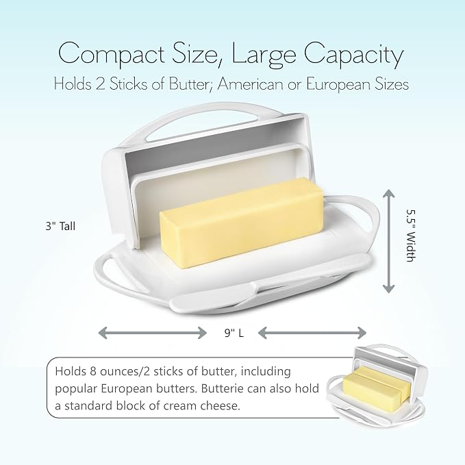Flip Top Butter Dish with Attached Lid & Matching Knife - Image 5