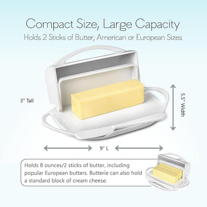 Flip Top Butter Dish with Attached Lid & Matching Knife - Image 5