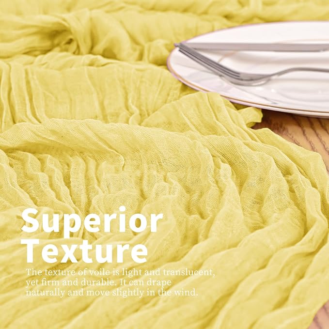 8 Pack Yellow Table Runner 17 x 108inch Cheesecloth Table Runner Boho Gauze - Image 3