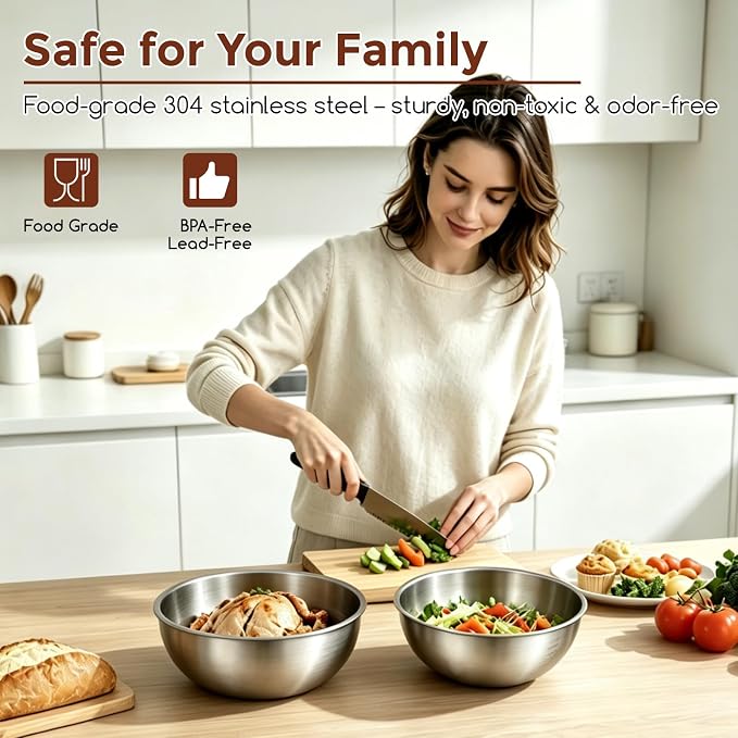 Gronivex Stainless Steel Mixing Bowls Set, 2-Piece | Food-Grade Metal, - Image 4